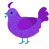 A blurple and violet chicken with a double-lace pattern