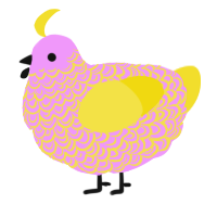 A lavender and yellow chicken with a double-lace pattern