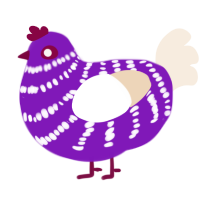 A violet and cream chicken with a bar pattern