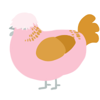 A rose and orange chicken with a neck-band pattern