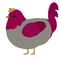 A ash and maroon chicken with a head pattern