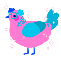 Cotton Candy, a pink and sea chicken with a neck-band pattern