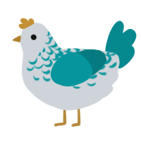 A mist and teal chicken with a half-lace pattern