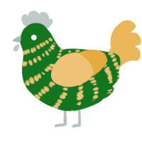 A leaf and honey chicken with a bar pattern