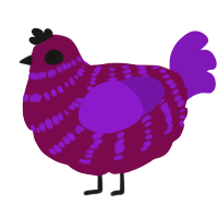 A wine and violet chicken with a bar pattern