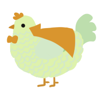 A apple and gluppy chicken with a lace pattern