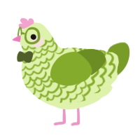 A apple and chartreuse chicken with a lace pattern