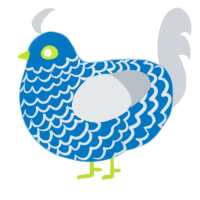 A sapphire and mist chicken with a lace pattern
