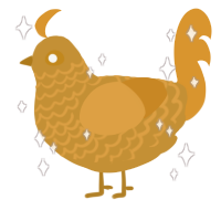 A gold and orange chicken with a lace pattern