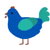 A ultramarine and turquoise chicken