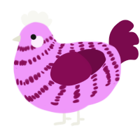 A lavender and wine chicken with a bar pattern