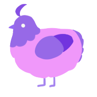 A lavender and blurple chicken with a head pattern