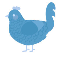 A vermilion chicken with a lace pattern