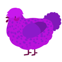 A amethyst and violet chicken with a speckle pattern