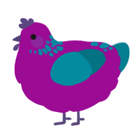 A plum and sea chicken with a neck-speckle pattern