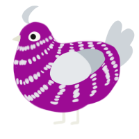 A plum and mist chicken with a bar pattern