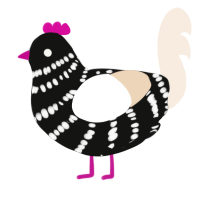 A black and cream chicken with a bar pattern