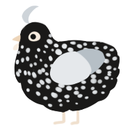 A sable and mist chicken with a speckle pattern