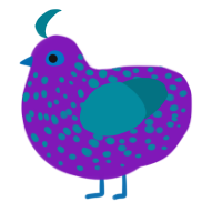 A violet and sea chicken with a speckle pattern