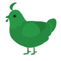 A viridian chicken with a head pattern