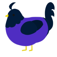A indigo and tumblr chicken with a head pattern