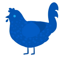 Ultraman, a ultramarine chicken with a speckle pattern