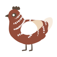A russet and cream chicken with a half-bar pattern