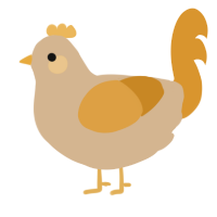 A beige and orange chicken