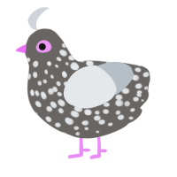 A grey and mist chicken with a speckle pattern