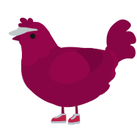 A maroon chicken with a head pattern