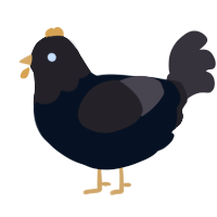 A cream and silver chicken with a head pattern