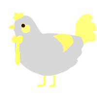 A white and mist chicken with a head pattern
