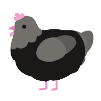 A sable and grey chicken with a head pattern