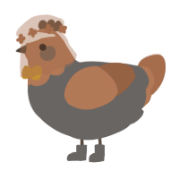A grey and brown chicken with a head pattern
