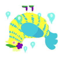 Ham Status RMX, a yellow and sky chicken with a bar pattern