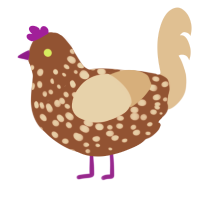 A russet and beige chicken with a speckle pattern