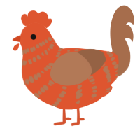 A vermilion and brown chicken with a bar pattern