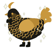 riesling, a sable and gold chicken with a lace pattern