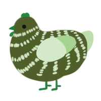 A olive and gluppy chicken with a bar pattern