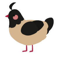 A beige and sable chicken with a head pattern