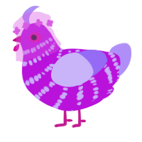 A amethyst and lilac chicken with a bar pattern