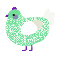 A spring and white chicken with a double-lace pattern