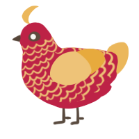 A crimson and honey chicken with a lace pattern