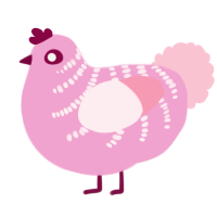 A pink and rose chicken with a half-bar pattern