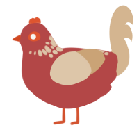 A red and beige chicken with a neck-speckle pattern