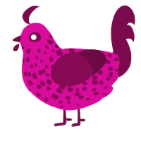 A fuchsia and wine chicken with a speckle pattern
