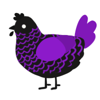 A sable and violet chicken with a lace pattern