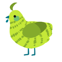 A lime and chartreuse chicken with a bar pattern