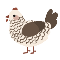 A cream and bark chicken with a lace pattern