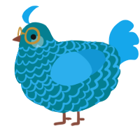 A sea and sky chicken with a lace pattern